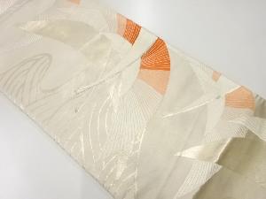 アンティーク　波に鶴模様織出し袋帯（材料）